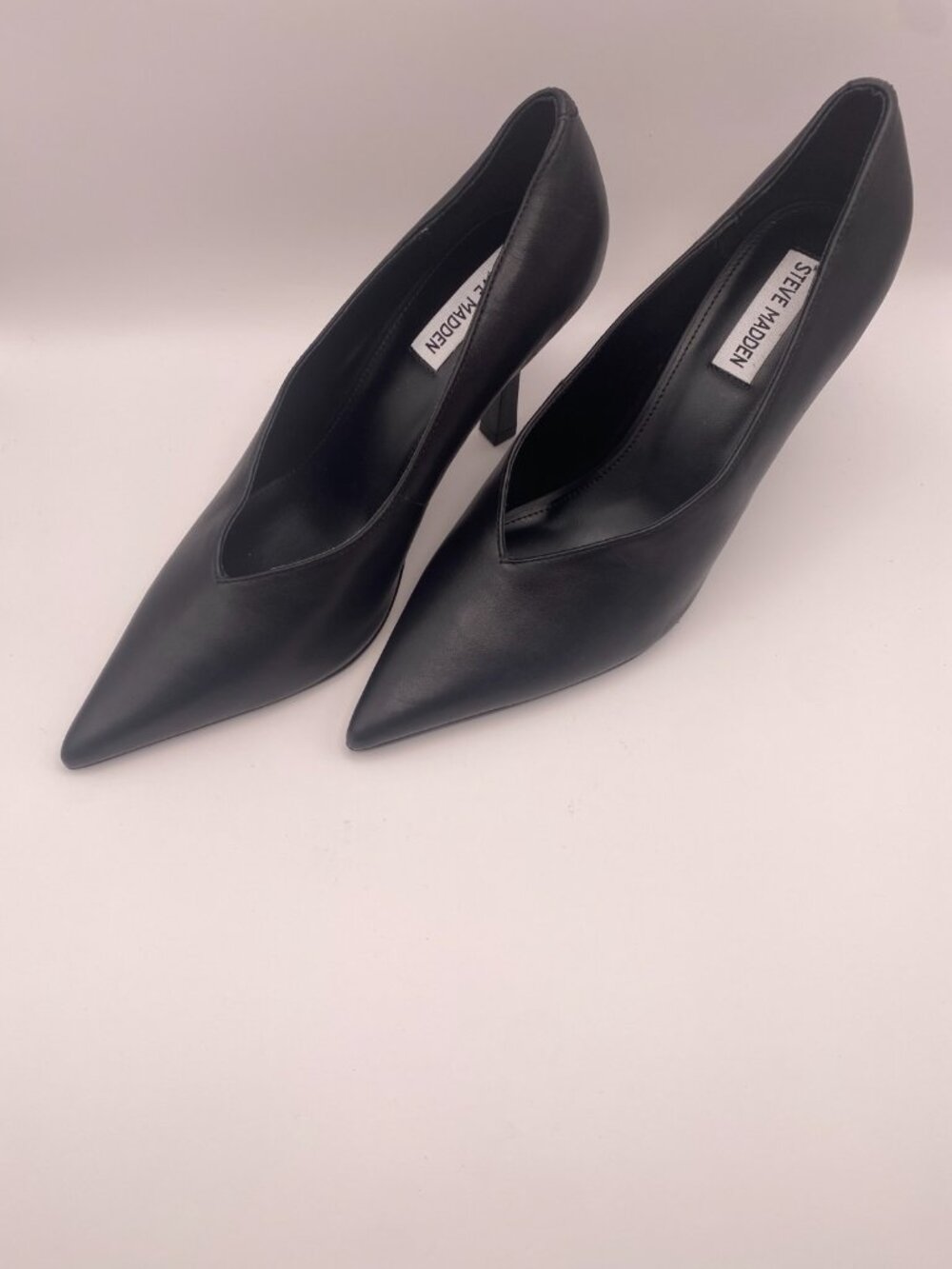Steve Madden Carlisle Black Leather Pointy Toe Heel Pump Sz 10